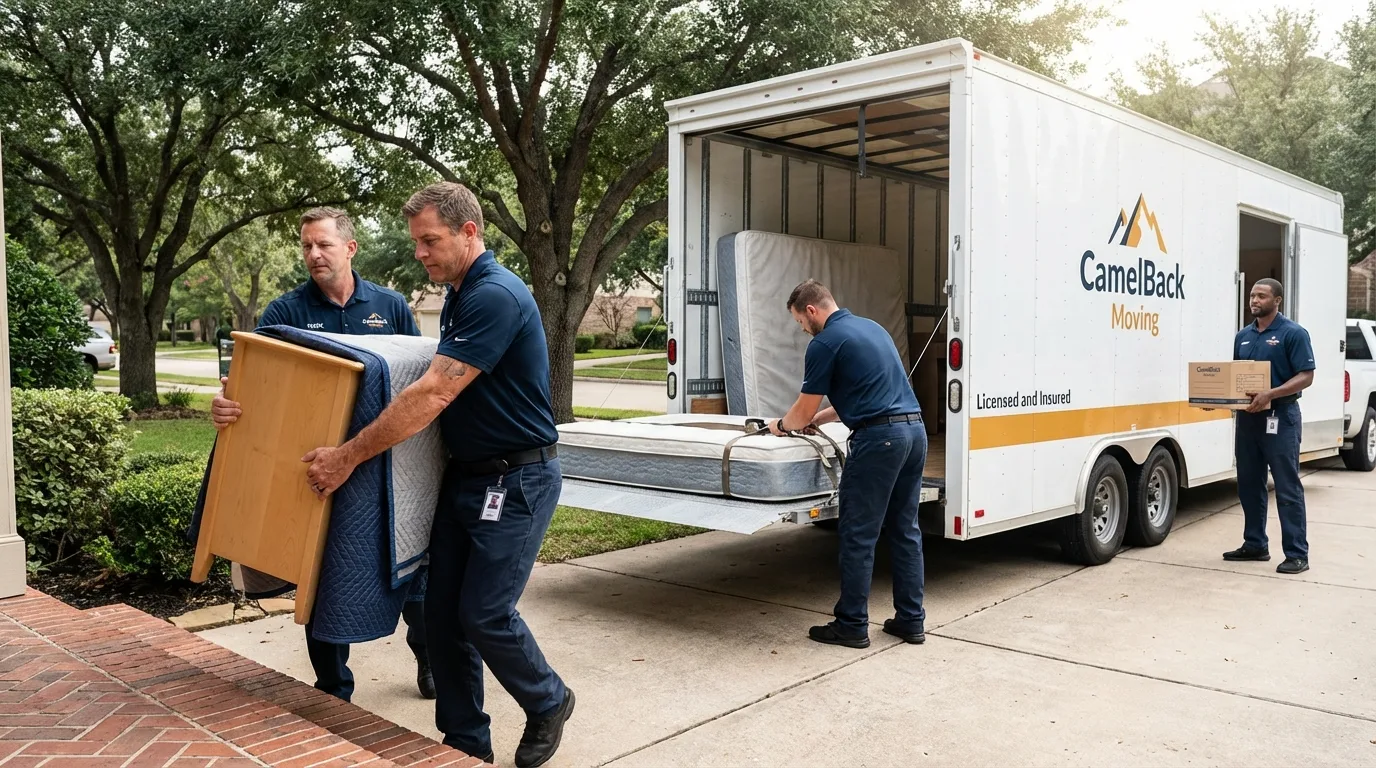 Crew loading residential truck for cross-state move from Greenlawn, NY