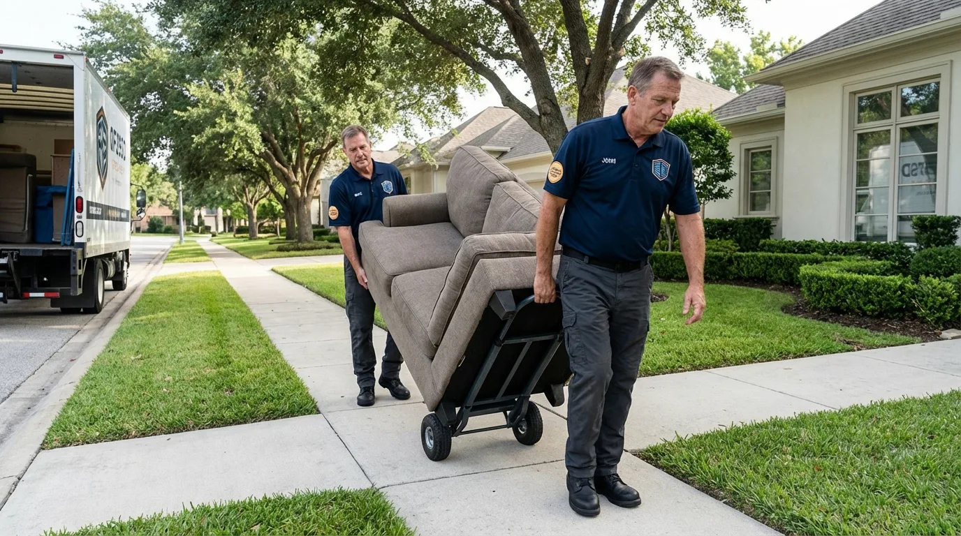 Local residential moving crew loading furniture in Greenlawn, NY